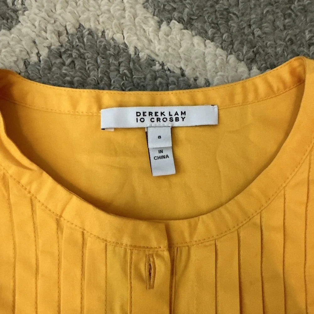 Derek Lam 10 Crosby Gathered Pintucked Cotton Poplin Blouse Orange Size‎ 8 New